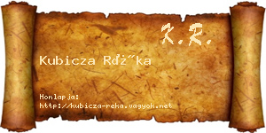 Kubicza Réka névjegykártya