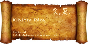 Kubicza Réka névjegykártya